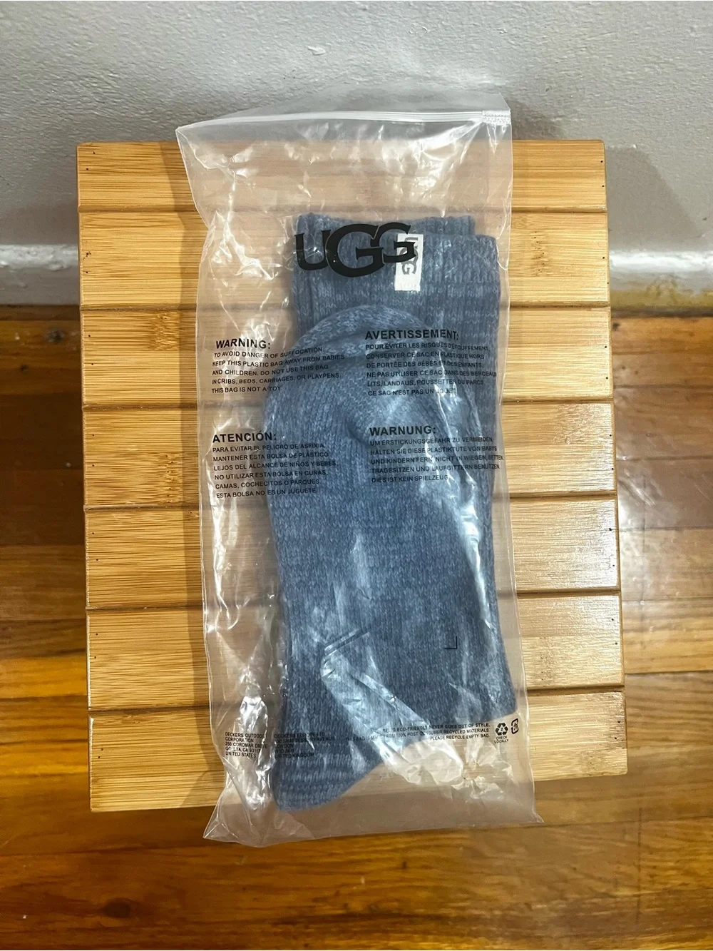 UGG Rib Knit Blue Crew Socks Women’s 5-10 Comfort Cozy Athleisure Casual